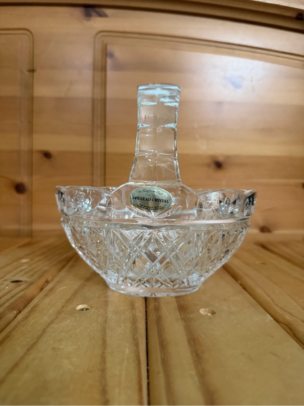 Vintage Teleflora 24% Lead Crystal Basket